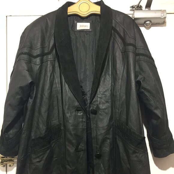 VINTAGE WORTHINGTON LEATHER LONG TRENCH COATS SIZE XL - Picture 1 of 14